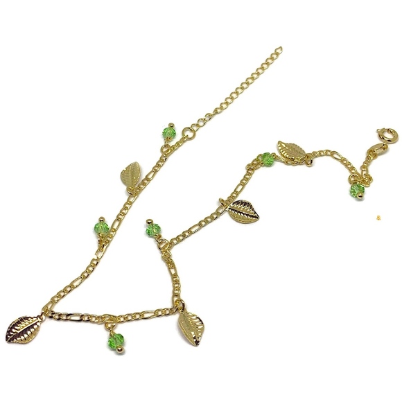 Leaf Charms  Anklet 18kt Of Gold Plated - Picture 1 of 3
